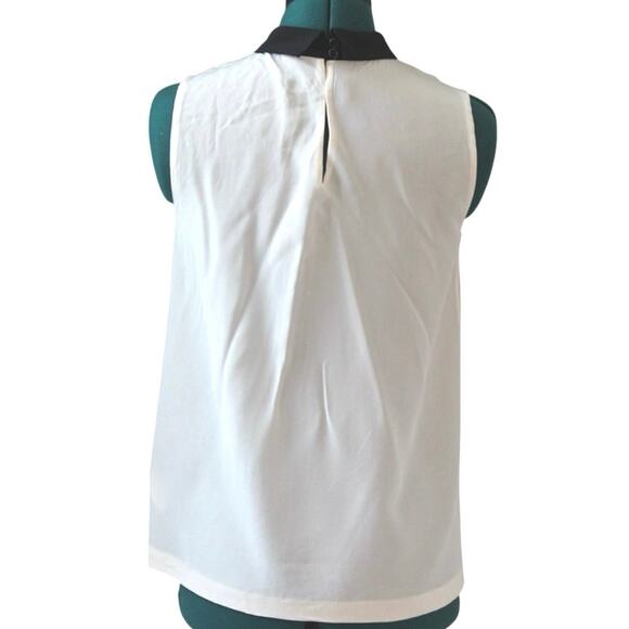 Kate Spade Sleeveless Blouse White Black Collar Contrast Trim Size 4 - Picture 2 of 5
